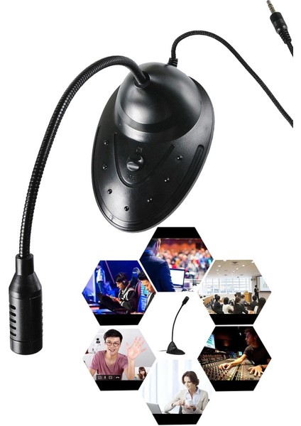 1.5m Metre Pc Laptop Uyumlu Masaüstü Mikrofon 3.5mm Aux Oyuncu Yayıncı Mikrofon T-350 fırsatları