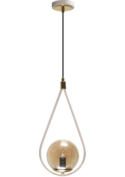 Katre Beyaz Gold Bal Camlı Tekli Avize