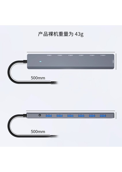 7in1 Type-C To USB Çoklayıcı 7 Port Usb3.0 Hub Power Güç Destekli 5gbps High Speed