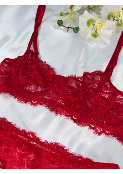 Kırmızı Dantelli Sütyen Takımı Bralet Takım (Sütyen&tanga) fiyatları