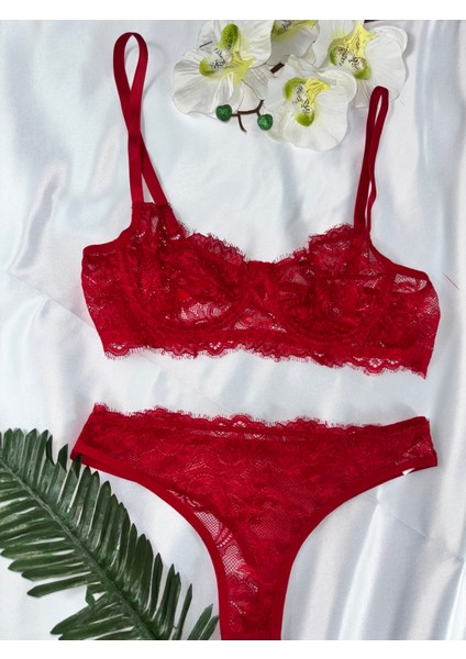 Kırmızı Dantelli Sütyen Takımı Bralet Takım (Sütyen&tanga) modelleri