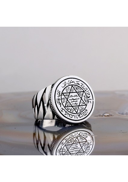 Hz Süleyman Mührü Davut Yıldızı 925 Ayar Gümüş Erkek Yüzük
