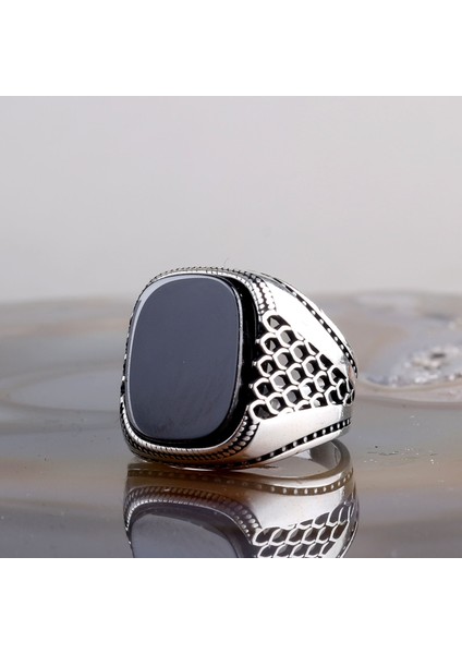 925 Ayar Gümüş Onix Taşlı Erkek Yüzük fiyatları