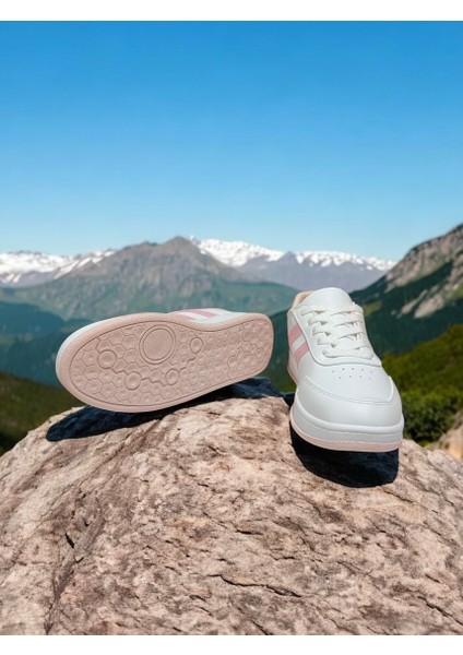 Beyaz-Pudra Iki Bant Unisex Günlük Sneaker Spor Ayakkabı fırsatları