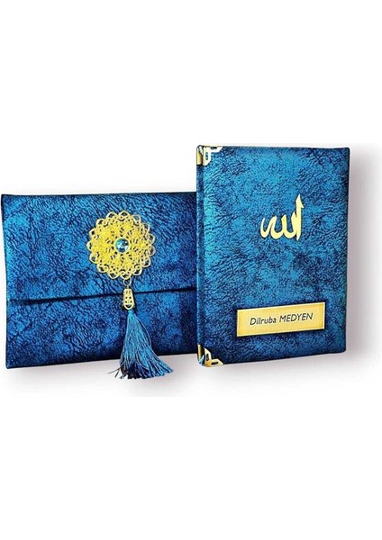 Kişiye Özel Nubuk Kaplama Yasin Kitabı - Isim Yazılı Yasin - Hediyelik Yasin-I Şerif ( Lacivert )