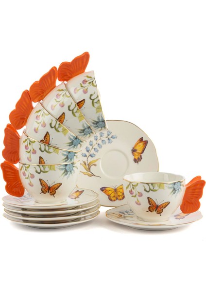 Mariposa 2'li Kahve Fincan Set 120CC Butik Porselen Mutfak Dekorasyon