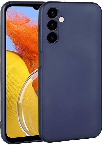 Samsung Galaxy M14 Kılıf Kamera Korumalı Mat Premium Silikon-Lacivert + Cam Ekran Koruyucu