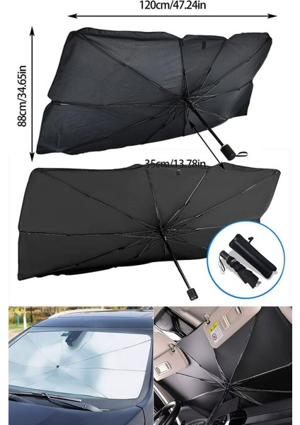 Otamatik Araç Şemsiyesi Bütün Araçlara Uyumlu Yaz Mevsimi Araba Şemsiye Torpido Güneş Koruma Şemsiye