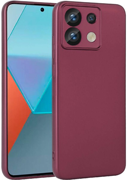 Redmi Note 13 Pro 5g Kılıf Kamera Korumalı Mat Premium Silikon-Mürdüm + Cam Ekran Koruyucu