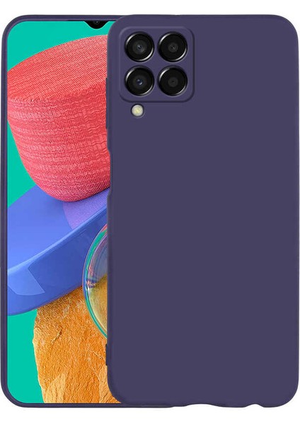 Samsung Galaxy M33 Kılıf Kamera Korumalı Mat Premium Silikon-Lacivert + Cam Ekran Koruyucu