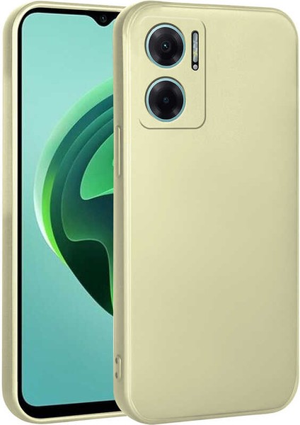 Redmi Note 11E Kılıf Kamera Korumalı Mat Premium Silikon-Gold + Cam Ekran Koruyucu