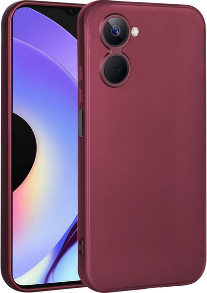 Realme 10 4g Kılıf Kamera Korumalı Mat Premium Silikon-Mürdüm + Cam Ekran Koruyucu