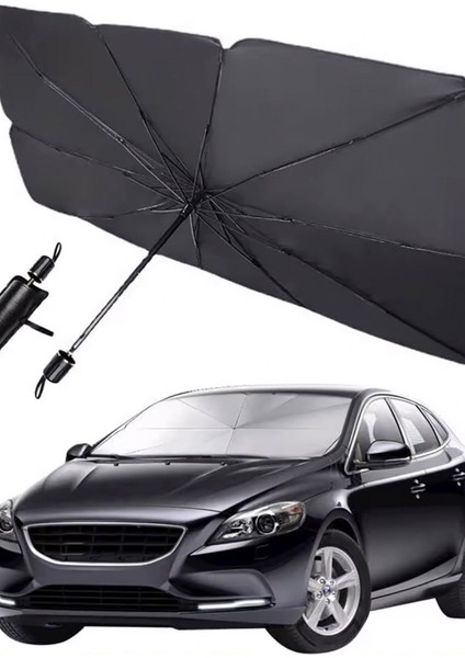 Araba Ön Cam Güneşlik Şemsiye Torpido Güneşten Koruyan Büyük Boy Şemsiye Siyah