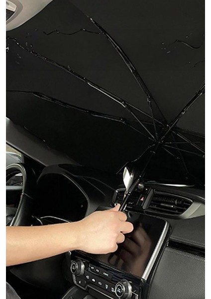 Araba Ön Cam Güneşlik Şemsiye Torpido Güneşten Koruyan Büyük Boy Şemsiye Siyah modelleri