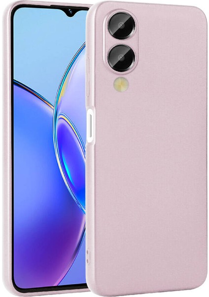 Vivo Y17S Kılıf Kamera Korumalı Mat Premium Silikon-Rose + Cam Ekran Koruyucu