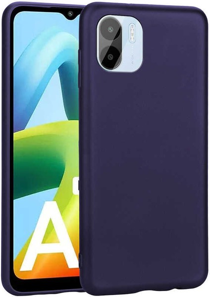 Redmi A1 Kılıf Kamera Korumalı Mat Premium Silikon-Lacivert + Cam Ekran Koruyucu