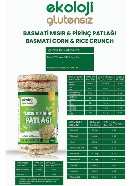 Glutensiz Kinoa & Karabuğday / Mısır & Pirinç / Sade Pirinç Patlağı 9'lu