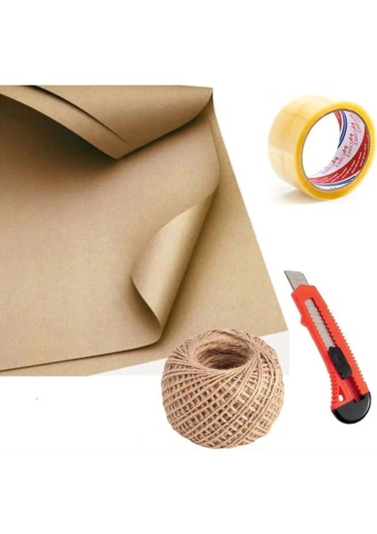 Çeyiz Kağıdı 10 Adet 70X100 Kraft Kağıdı + 1 Adet Jüt Ip + 1 Adet Maket Bıçağı + 1 Adet Koli Bandı