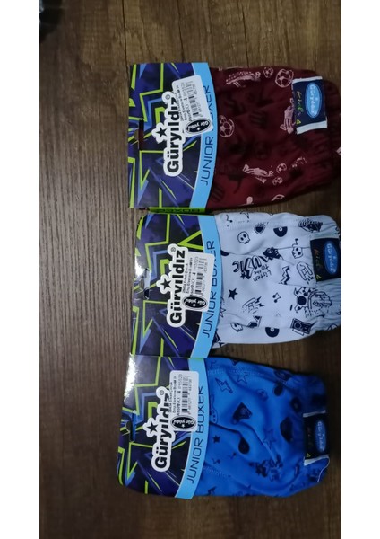 %95 Pamuklu Erkek Çocuk Karışık Renkli Desenli Boxer Külot Iç Çamaşır 3lü Set