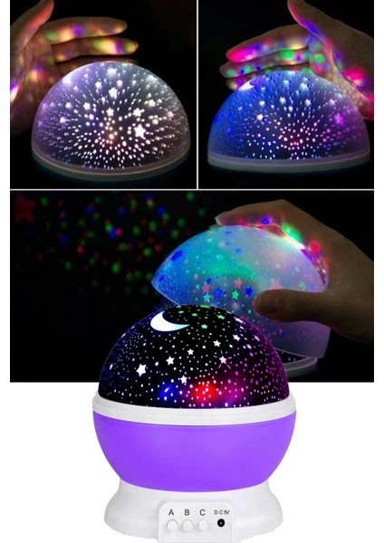 Star Master Yıldız Yansıtmalı Gece Lambası Projeksiyon Çocuk Odası Lamba Mor