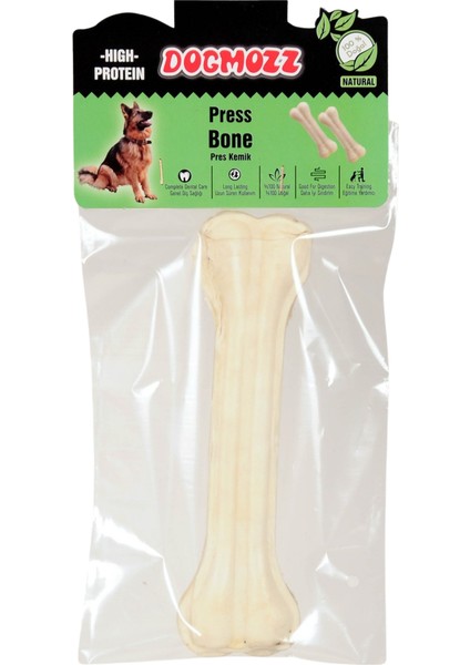 Premium Deri Pres Beyaz Köpek Kemiği 22 cm