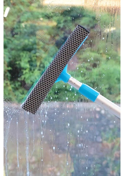 Mikrofiber Bez ve Çekçekli Teleskopik Cam Silme Aparatı Kolay Cam Silme