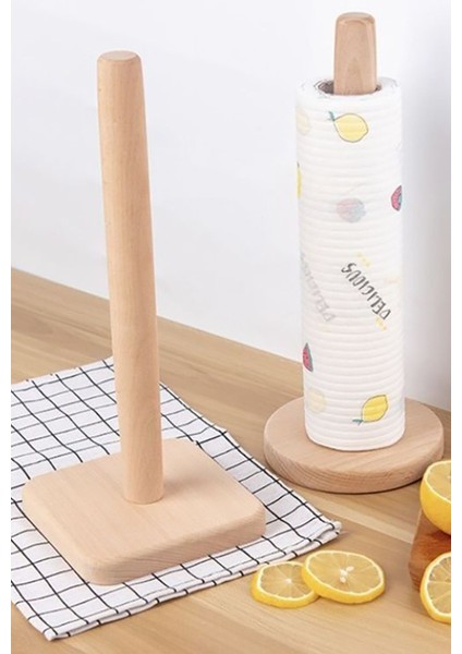 1 Adet Katı Ahşap Mutfak Rulo Kağıt Tutucu Banyo Dikey Peçete Standı Raf Peçete Dispenser Tutucu