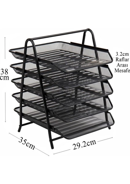 5 Li Metal Evrak Rafı Siyah 1 Paket Masaüstü A4 Dosya Düzenleyici Kağıt Tepsisi Metal Çelik Fileli Beş Katlı Hareketli fiyatları