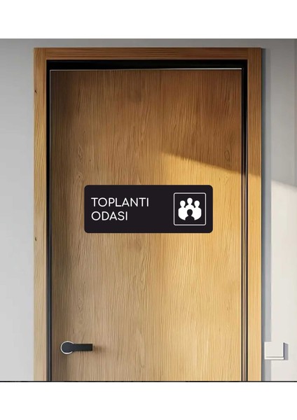 Alüminyum Ofis Departman Kapı İsimliği, Yönlendirme Levhas Toplantı Odası 24X9 cm Siyah