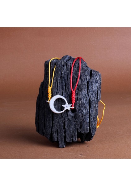 925 Ayar Gümüş Püsküllü Sarı Kırmızı Renk Ateş Kehribar Ayyıldız Bileklik Kombini fiyatları