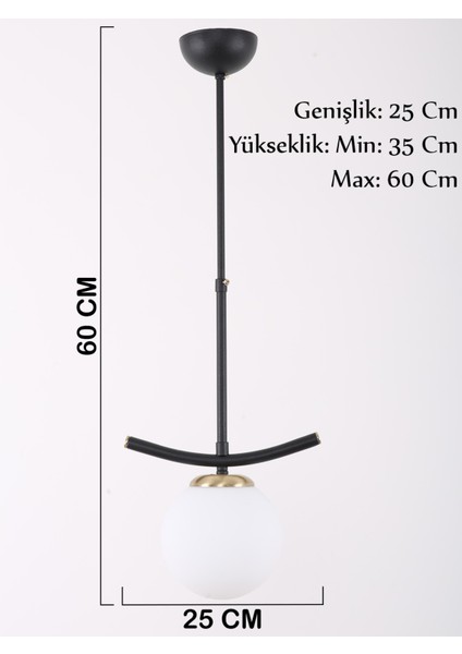 Okka Siyah Eskitme Beyaz Camlı Tekli Avize