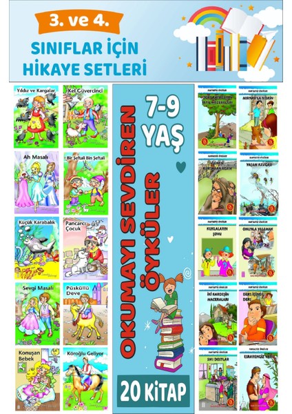 3.ve 4.sınıflar Için Okuma Alışkanlığı Kazandıran Mükemmel 20 Li Hikaye Seti