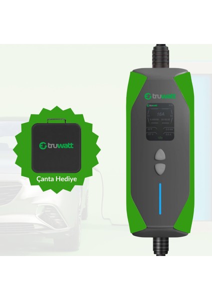 ZT203 Taşınabilir Elektrikli Araç Şarj Cihazı Türkçe Menü 16A/3.5KW/220V (3 Metre) fiyatları
