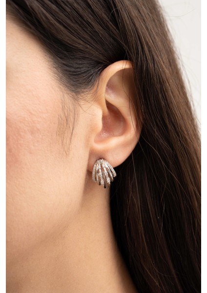 Kafes Tasarım Rodyumlu Gümüş Küpe 7027 fiyatları