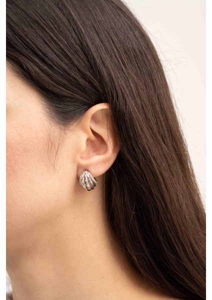 Kafes Tasarım Rodyumlu Gümüş Küpe 7027 modelleri