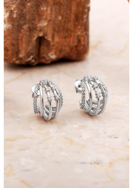 Kafes Tasarım Rodyumlu Gümüş Küpe 7027 fırsatları