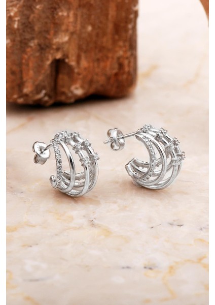 Kafes Tasarım Rodyumlu Gümüş Küpe 7027 indirimleri