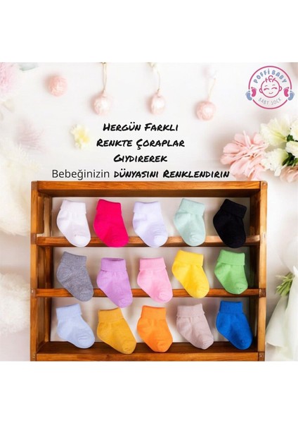 Poffibabyorganik Pamuk Unisex 5'li Kutulu Premium Yenidoğan Bebek Çorabı modelleri