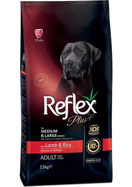 Plus Orta&büyük Irk Kuzu ve Pirinçli Yetişkin Köpek Maması 15 kg