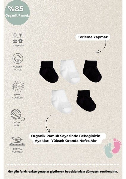Poffibabyorganik Pamuk Unisex 5'li Kutulu Premium Yenidoğan Bebek Çorabı fiyatları