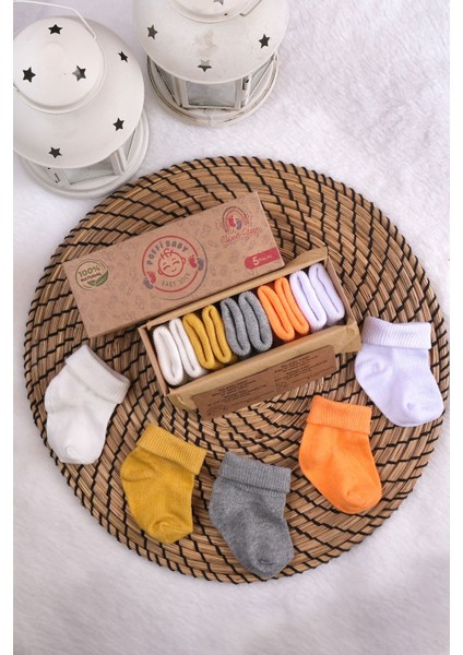 Poffibabyorganik Pamuk Unisex 5'li Kutulu Premium Yeni Doğan Bebek Çorabı fiyatları