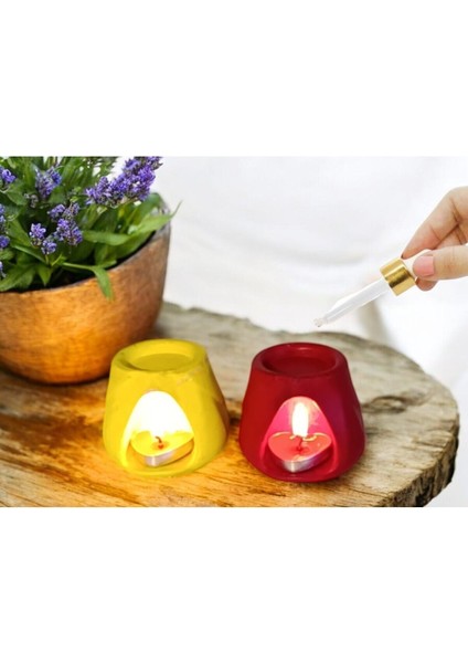 Buhardanlık Dekoratif Mumluk El Yapımı Seramik Tozu Buhurdanlık Yağdanlık Aroma Terapi Sarı Kırmızı modelleri
