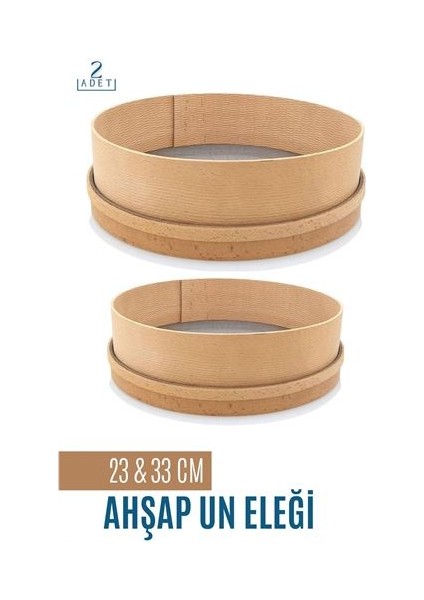 Modacar Ahşap Un Eleği 23 ve 33 cm 2 Li Set