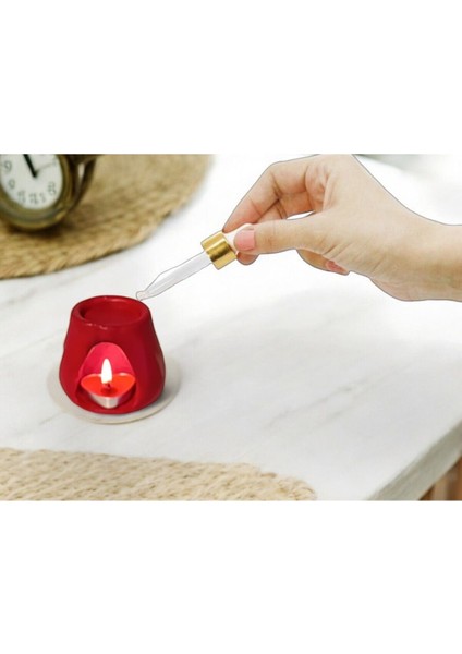 Buhardanlık Dekoratif Mumluk El Yapımı Seramik Tozu Buhurdanlık Yağdanlık Aroma Terapi Kırmızı