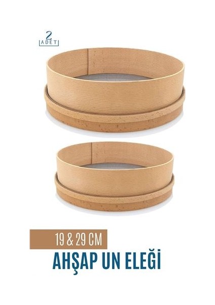 Modacar Ahşap Un Eleği 19 ve 29 cm 2 Li Set