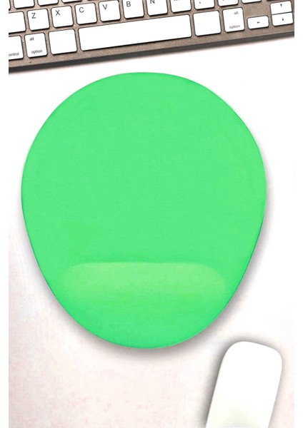 Bilek Destekli Mousepad - Kaymaz Mouse Ped - Fare Pedi - Oval Mouse Altlığı - Oval Mousepad - Yeşil Mouseped