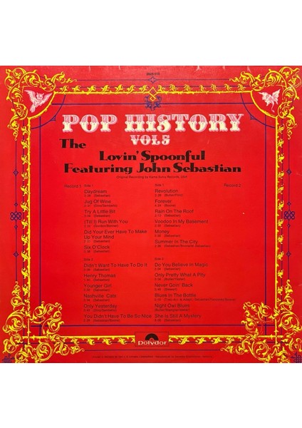 Lovin' Spoonful Featuring John Sebastian Pop History Vol 5 Double Lp Plak fiyatları