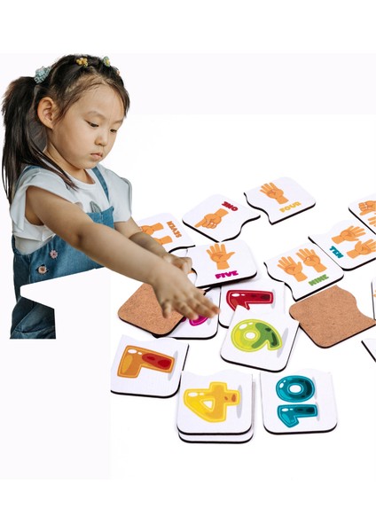 10 Parçalı Sayı Eşleştirme Oyunu Ahşap Iki Parçalı Puzzle Okul Öncesi ve Bebek Puzzle Eğitici Oyuncak