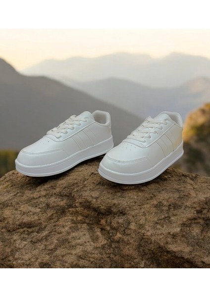 Beyaz Iki Bant Unisex Günlük Sneaker Spor Ayakkabı modelleri