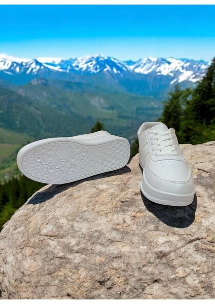 Beyaz Iki Bant Unisex Günlük Sneaker Spor Ayakkabı fırsatları